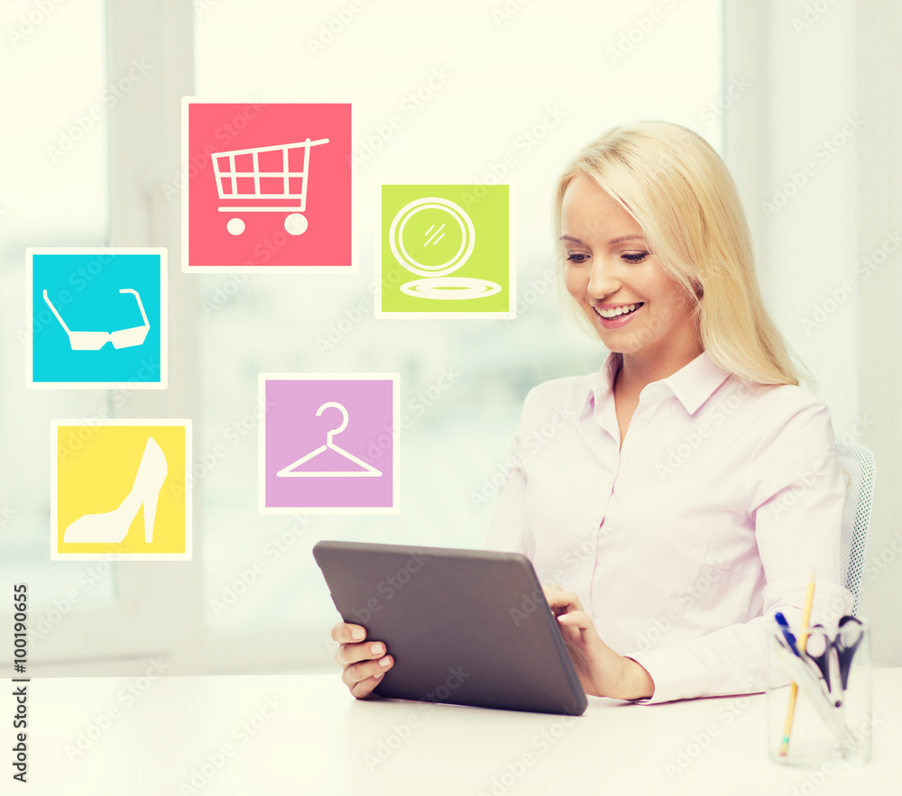 smiling businesswoman or student with tablet pc smiling businesswoman or student with tablet pc