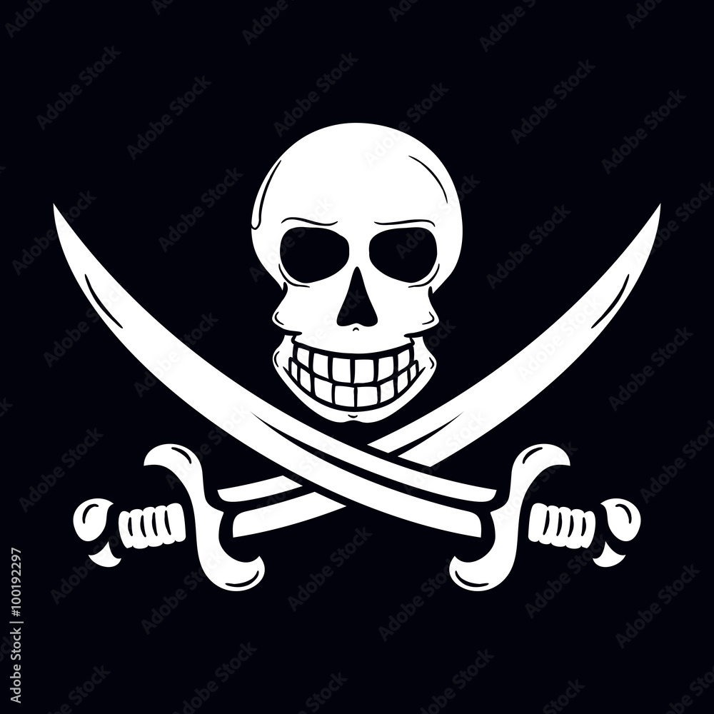 Obraz premium Jolly Roger à la Jack Rackham with two crossing swords.