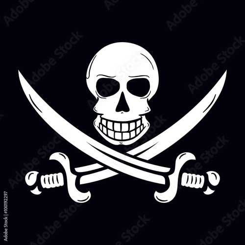 Jolly Roger à la Jack Rackham with two crossing swords.