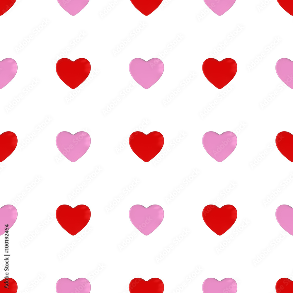 Pink and Red Hearts Seamless Tileable Pattern