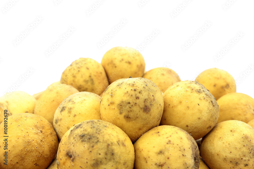 longkong thai fruit in basket on white background