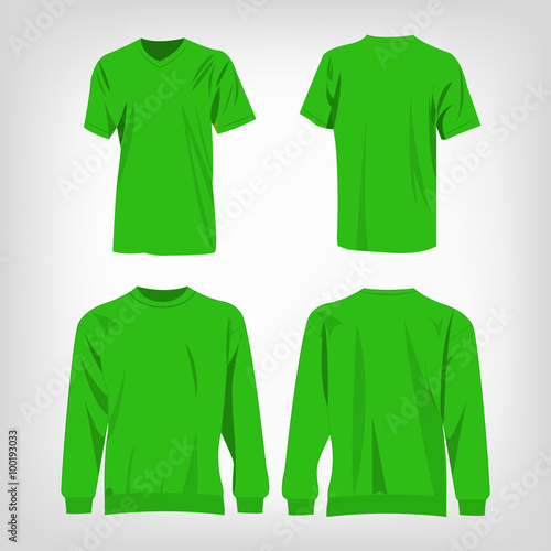 Sport light green t-shirt and sweater isolated set vector