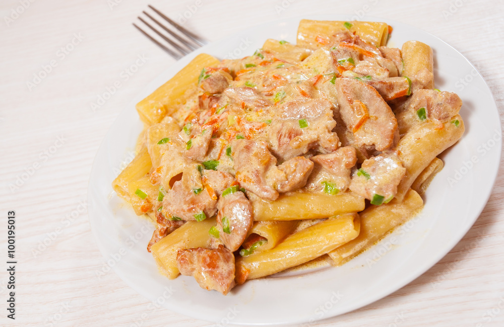 pasta rigatoni with meat and sauce pasta rigatoni with meat and sauce