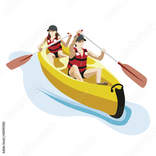 Tableau sur toile Canoë kayak avec 2 personnes