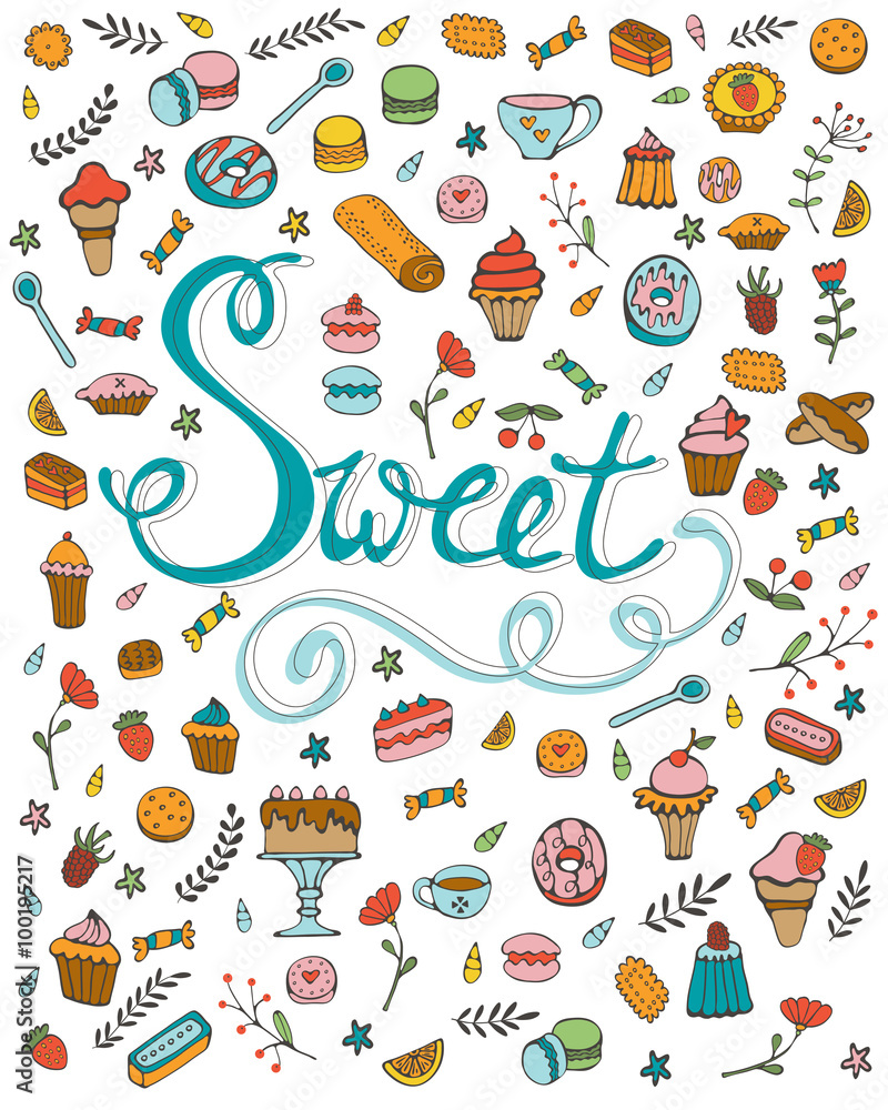 Amazing hand drawn sweets collection