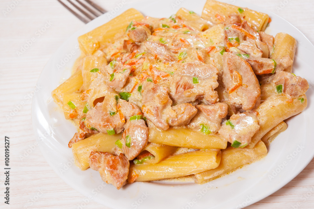 pasta rigatoni with meat and sauce pasta rigatoni with meat and sauce