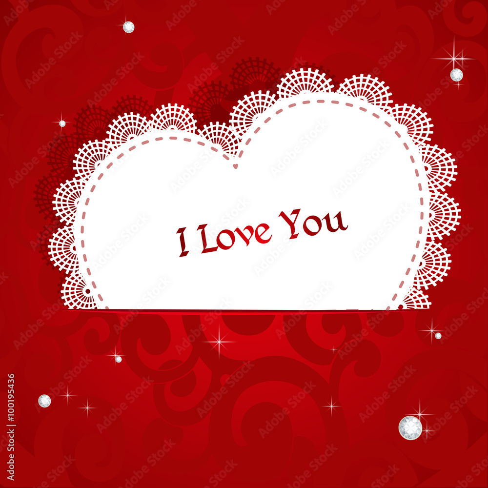 Laced applique Valentine card I love you