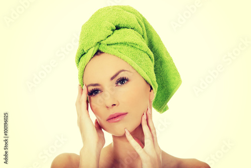Beauty woman with turban towel.