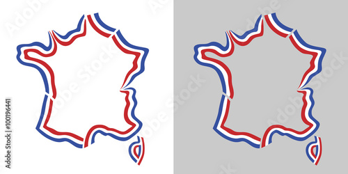 Carte de France, contours drapeau français