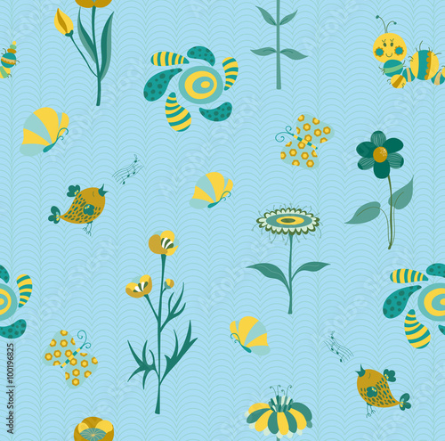 Spring floral seamless pattern