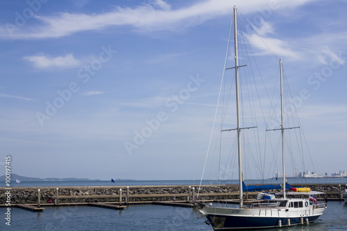 sailing yacht in the bay photo