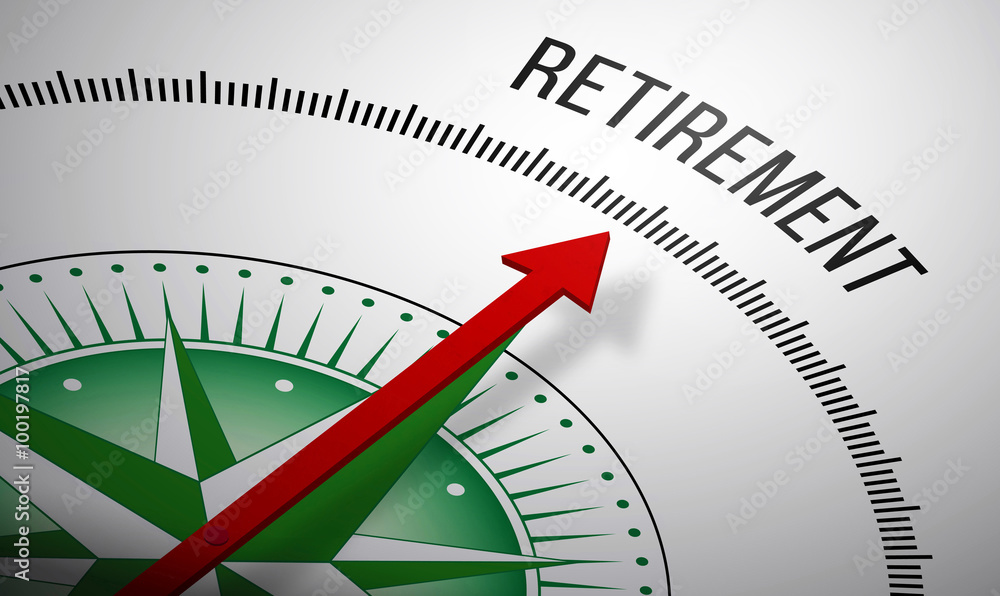 3D rendering of a compass with a Retirement icon.