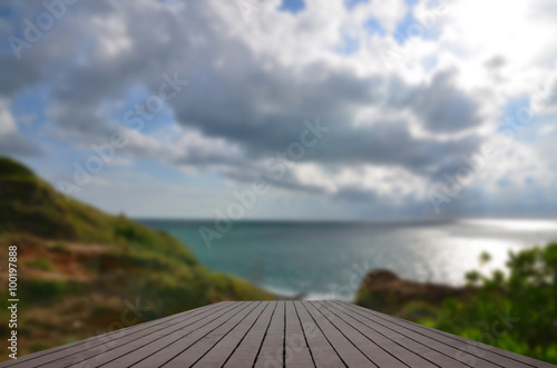Planks backdrop beach blur