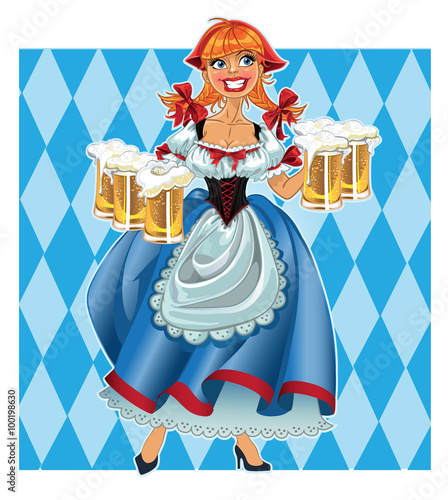 Oktoberfest girl on background