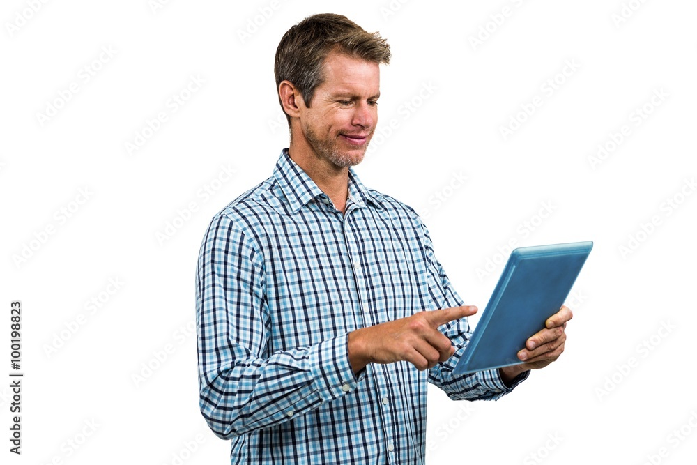 Portrait of happy man using tablet Portrait of happy man using tablet