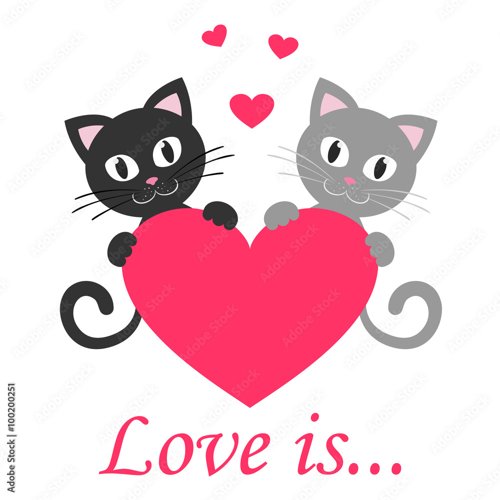 kitty gray and black with heart and text kitty gray and black with heart and text