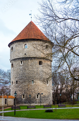 Medieval tower in old Tallinn city
