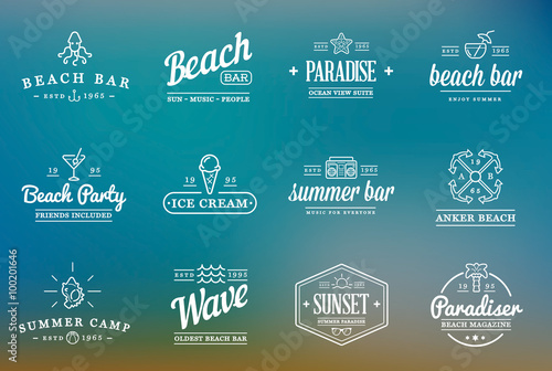 Set of Vector Beach Sea Bar Elements and Summer can be used as Logo or Icon in premium quality