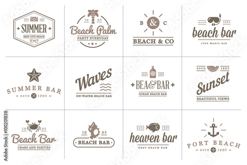 Set of Vector Beach Sea Bar Elements and Summer can be used as Logo or Icon in premium quality