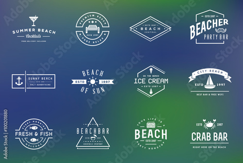 Set of Vector Beach Sea Bar Elements and Summer can be used as Logo or Icon in premium quality