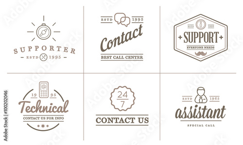 Set of Contact us Service Elements and Assistance Support can be used as Logo or Icon in premium quality