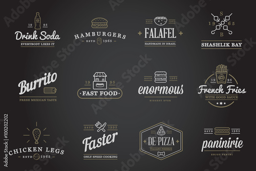 Set of Vector Fastfood Fast Food Elements Icons and Equipment as Illustration can be used as Logo or Icon in premium quality