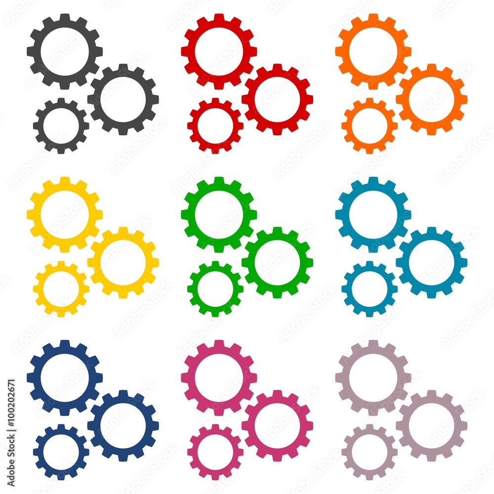 Gears icons set Gears icons set