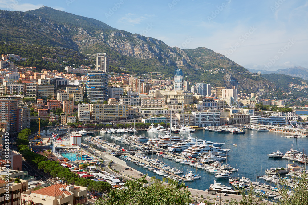Monte Carlo harbor in a summer sunny day, Monaco