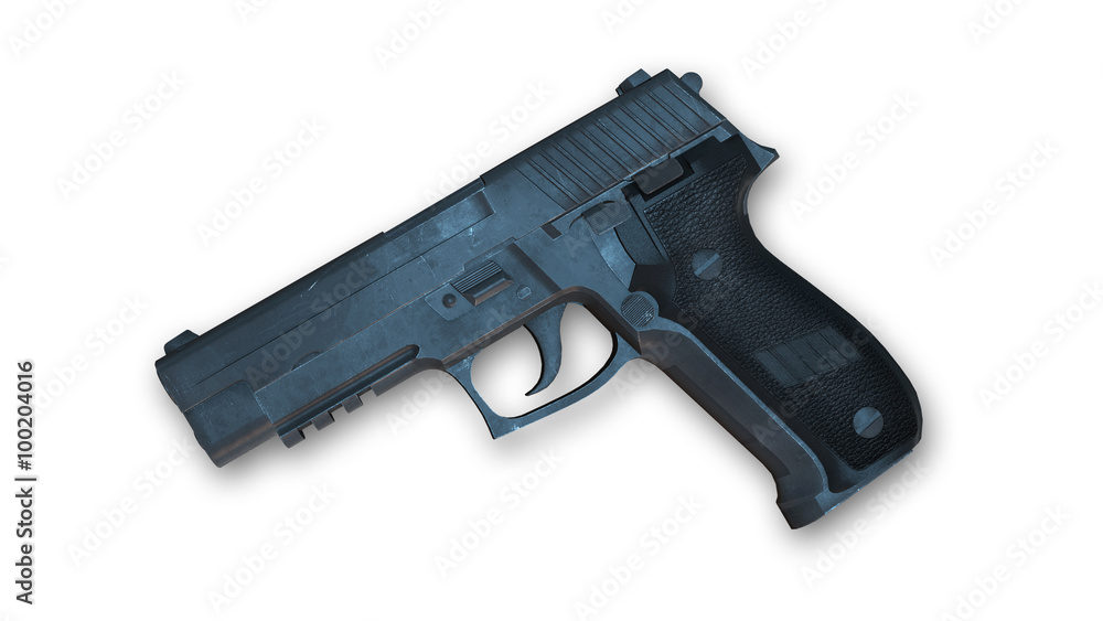 Handgun, weapon isolated on white background