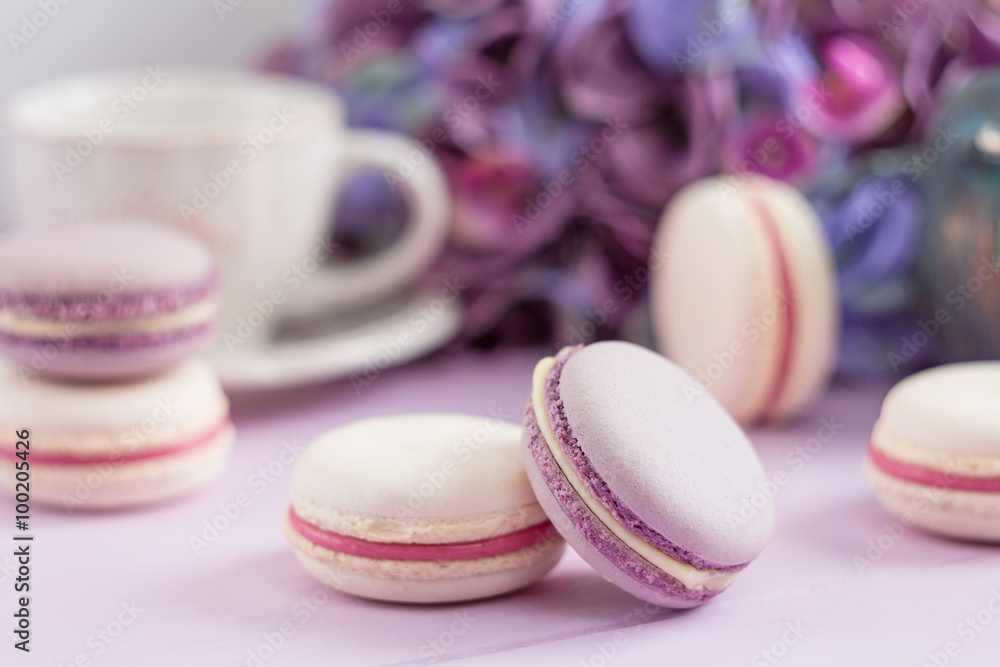 Obraz premium Pastel colored lavender macaroons