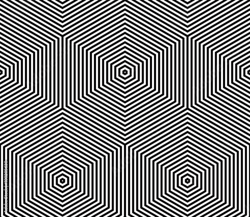 Monochrome illusory abstract geometric seamless pattern 
