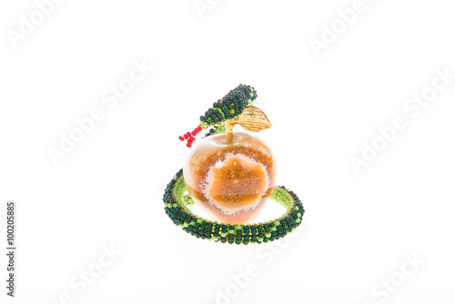 Fotografi Snake beaded wraps apple from onyx