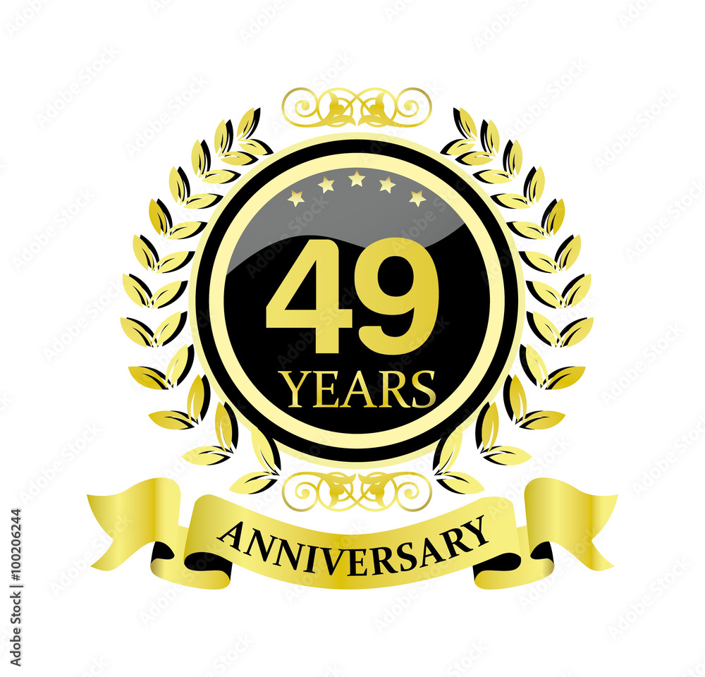 49 anniversary with glossy golden wreath and ribbon 49 anniversary with glossy golden wreath and ribbon