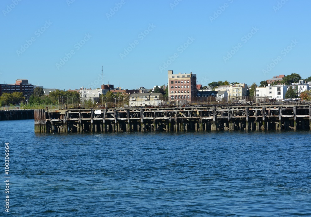 old pier in the Boston Harbor area, Boston Massachusetts, USA 