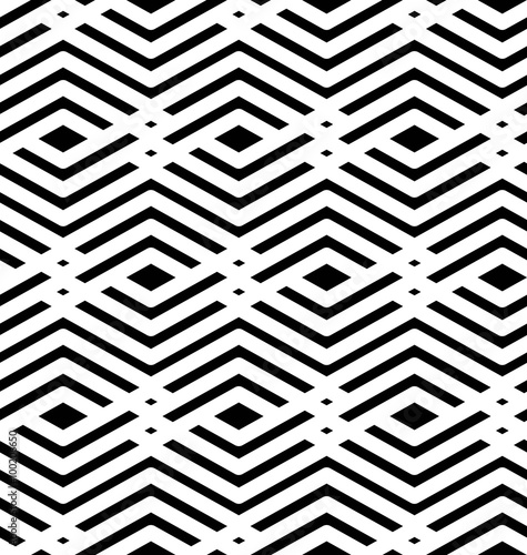 Black and white geometric art seamless pattern, vector mosaic 