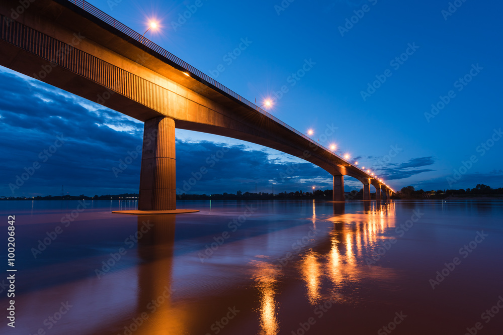 Bridge across the Mekong River. Thai-Lao friendship bridge, Thailand