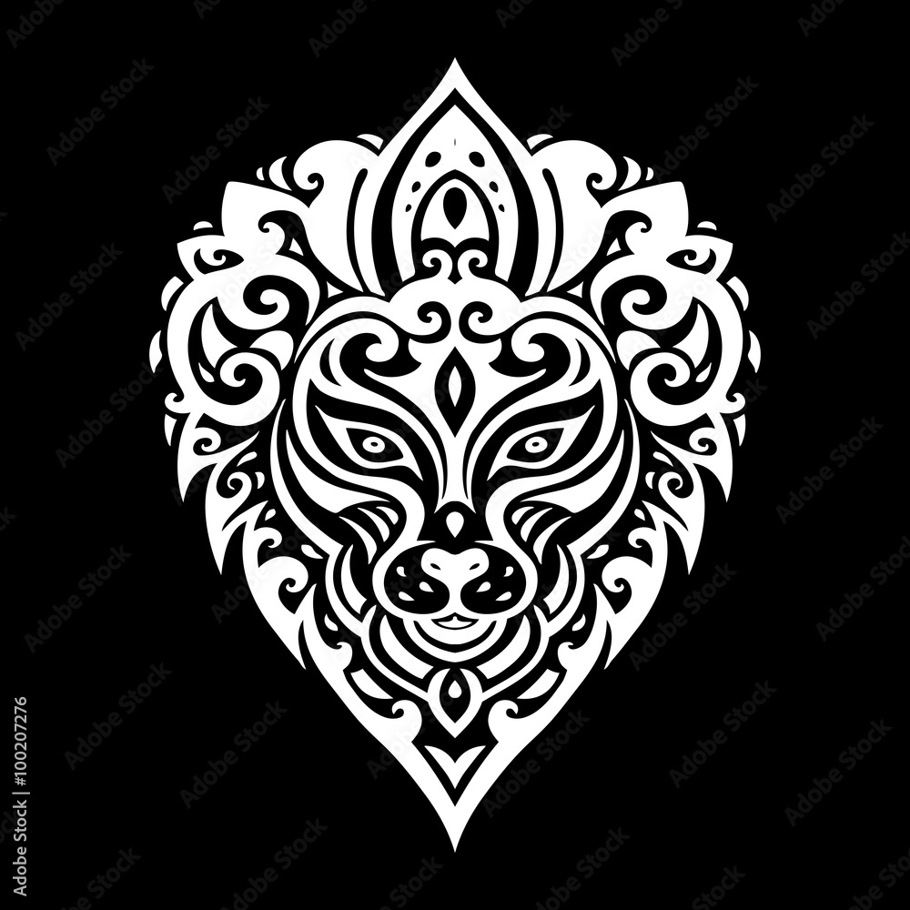 Fototapeta premium Lions head. Tribal pattern.