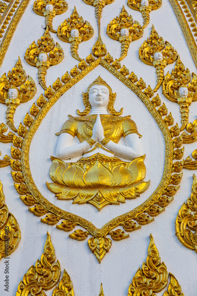Thai art in Pagoda at Phrathat Nong Bua Temple in Ubon Ratchathani, Thailand