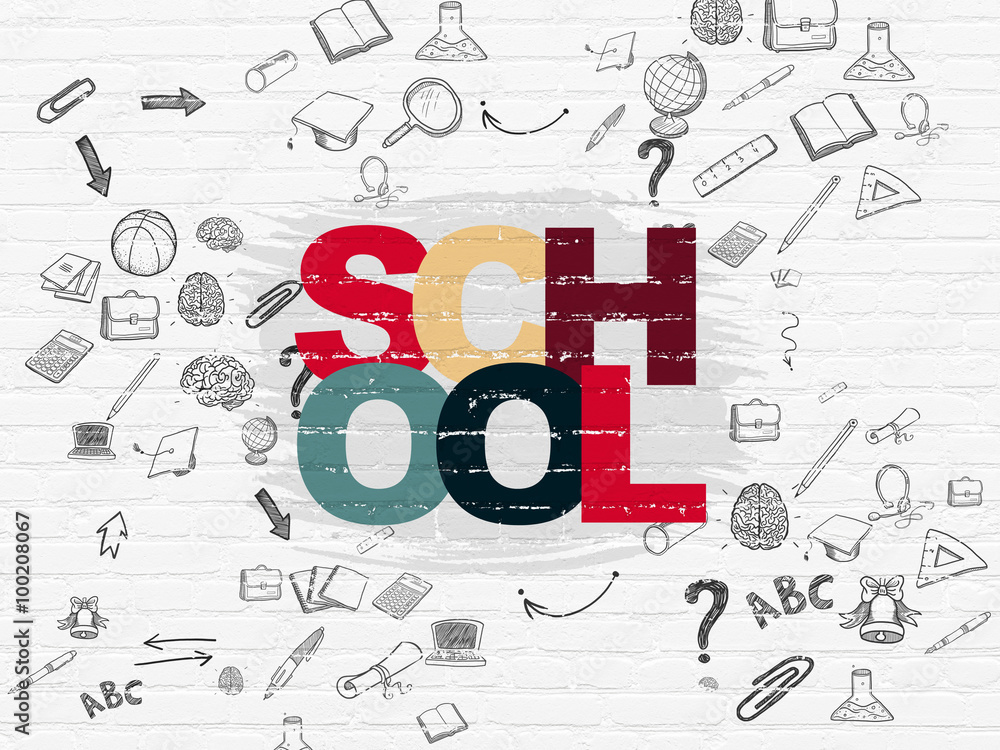 Education concept: School on wall background Education concept: School on wall background