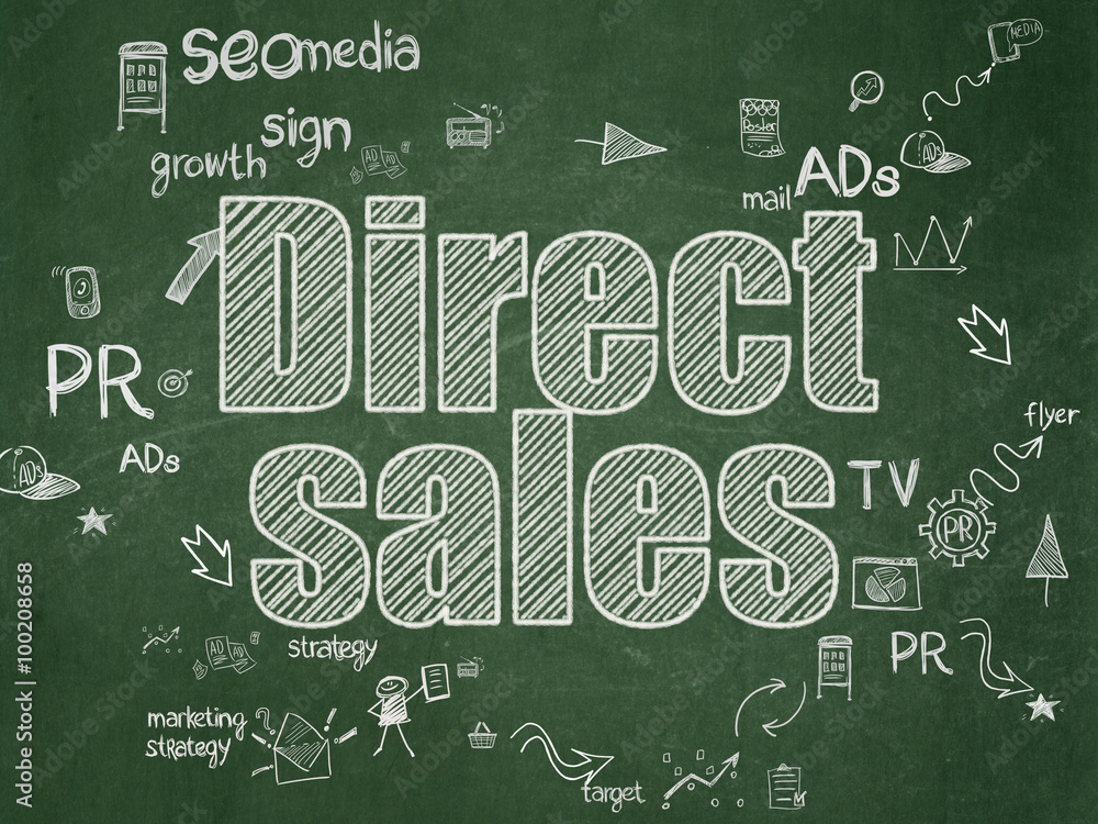 Marketing concept: Direct Sales on School Board background