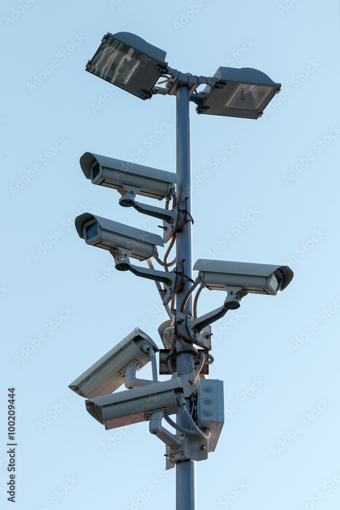 Security cctv cameras on pylon