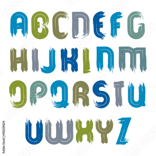 Vector smudge font with paint stains, handwritten watercolor