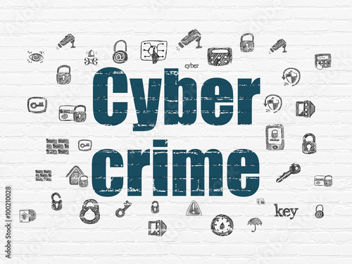 Safety concept  Cyber Crime on wall background