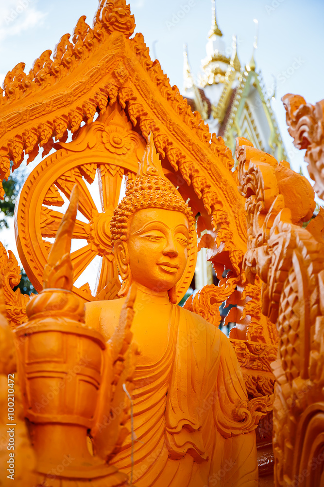 Thai art  at Phrathat Nong Bua Temple in Ubon Ratchathani, Thailand 
