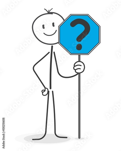 Stickman With Asking Question Shield photo
