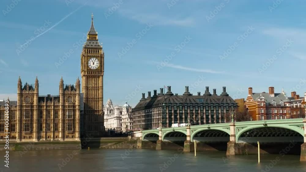 Traffic crosses London's Westminster Bridge in a time-lapse shot Traffic crosses London's Westminster Bridge in a time-lapse shot