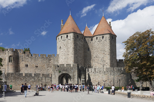 La Cite, medieval fortress city, Carcassonne, Languedoc-Roussillon, France