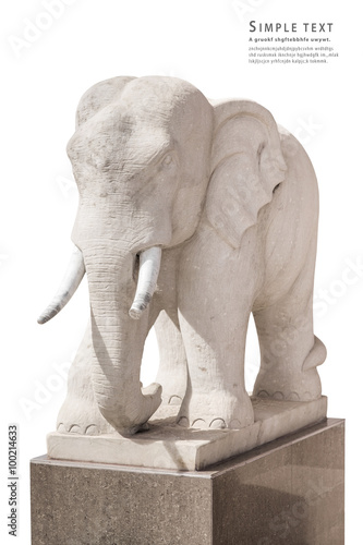 stone elephant statue on white background, side view, Clipping P