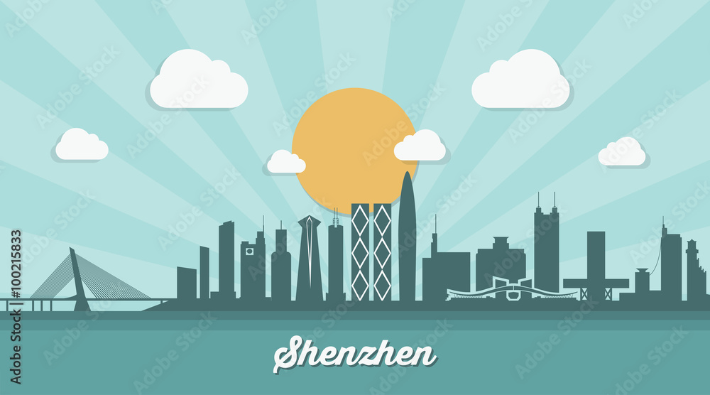 Shenzhen skyline - flat design