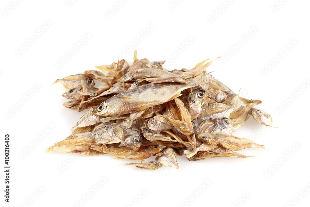 Dried fishes isolated on white background Dried fishes isolated on white background